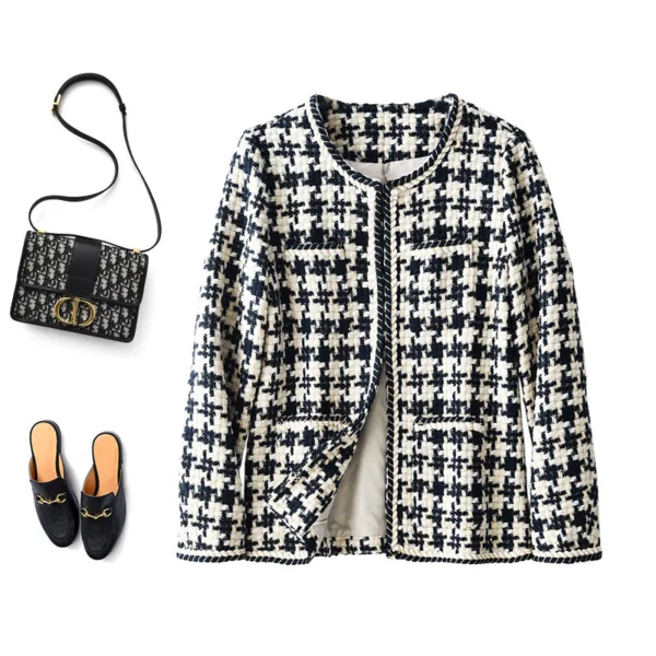 Houndstooth Small Fragrance Jacket Women Clothing - Image 3